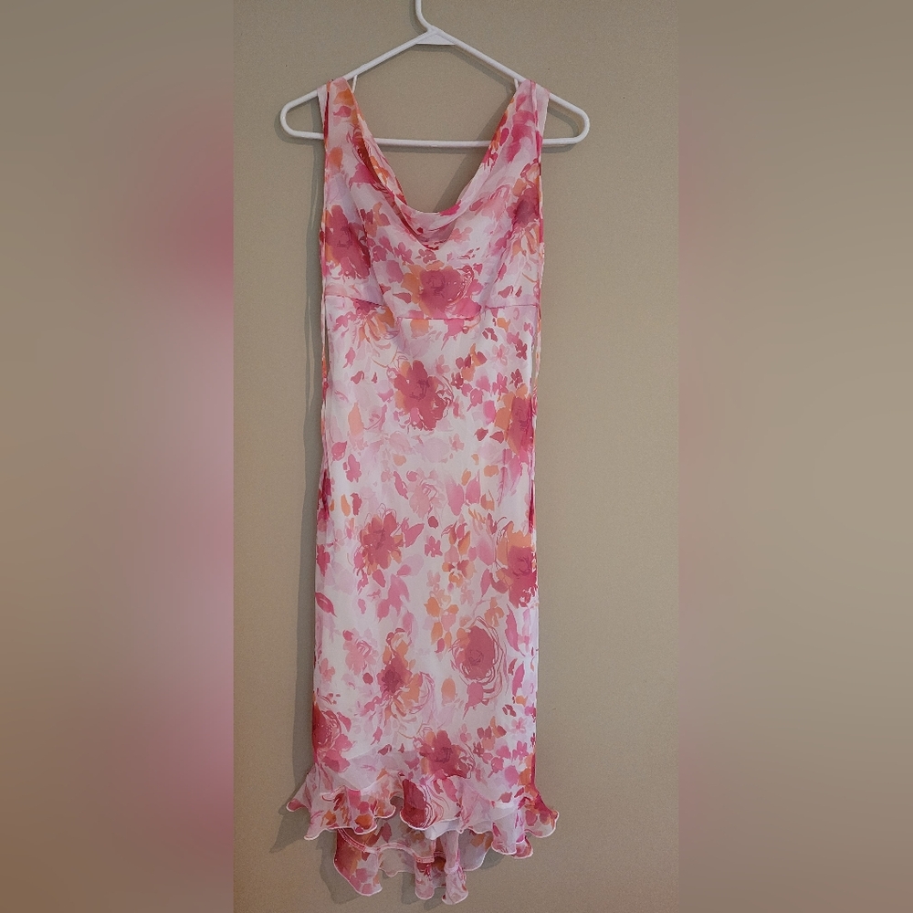 B. Smart Pink and Orange Strapless Sheath Dress